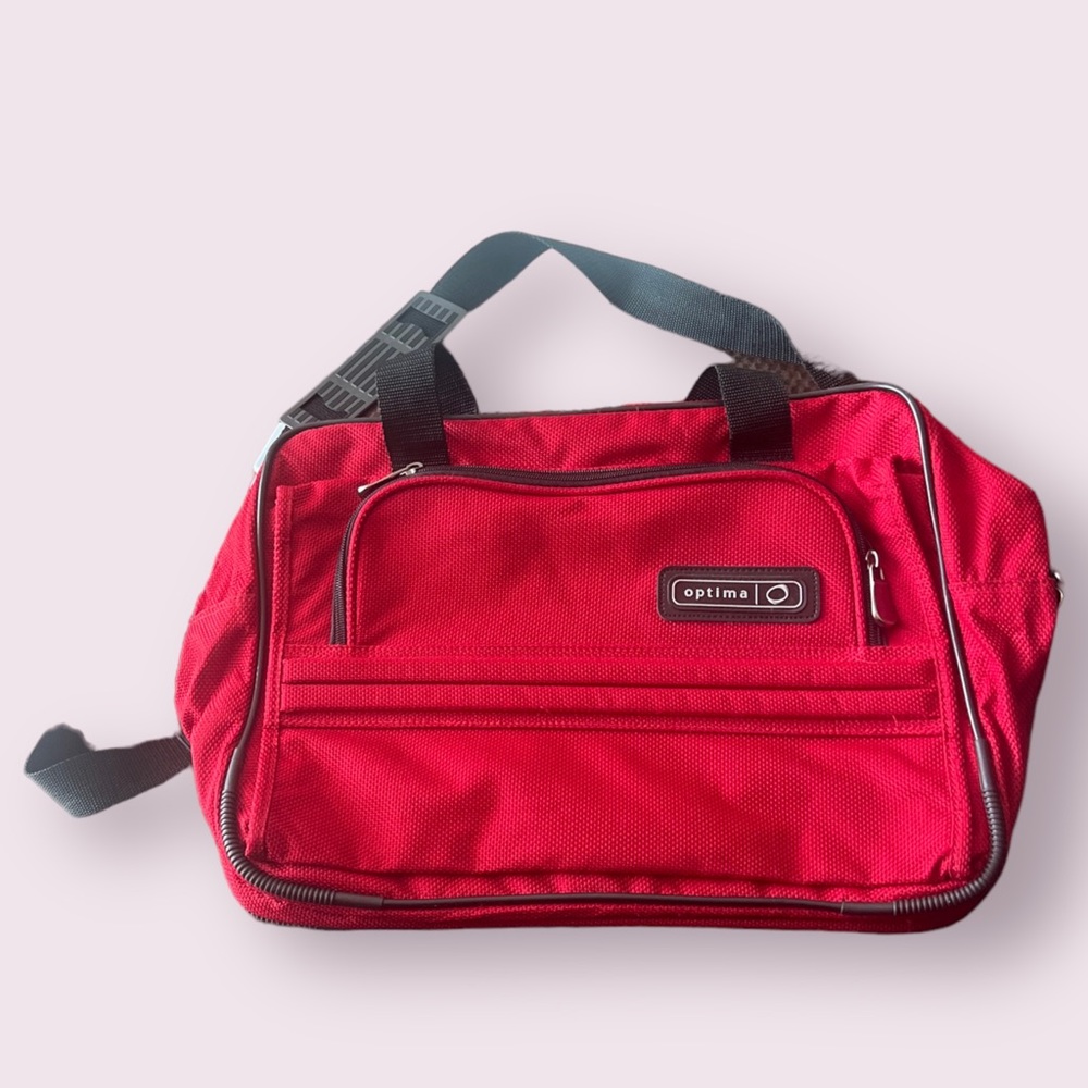Optima Sport Red Duffel Gym Bag Vintage Y2K Travel Sports Tote Travel Carry On